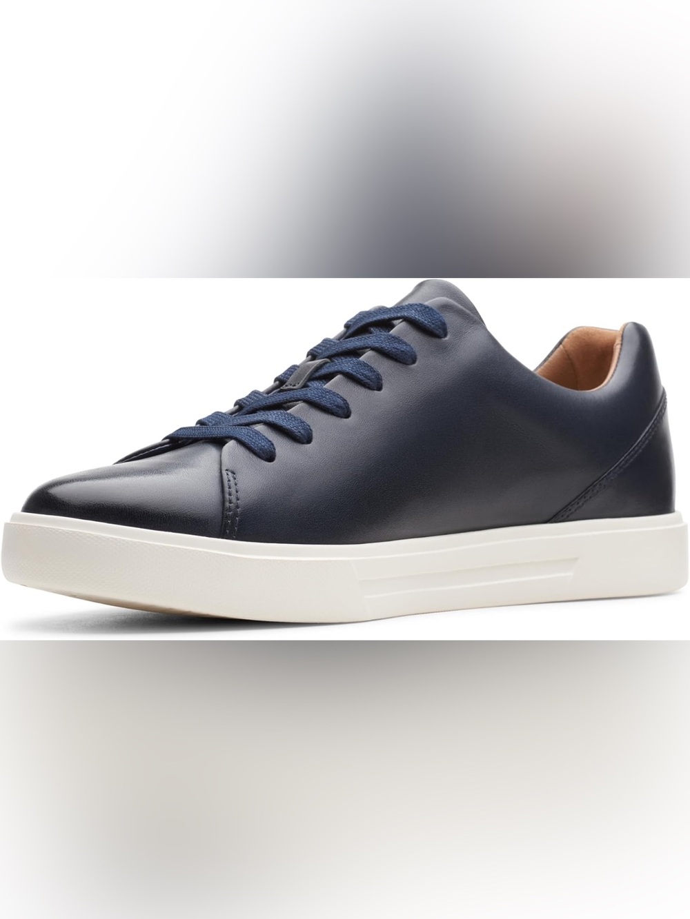 Men's Navy Leather Low-Top Sneaker with White Sole